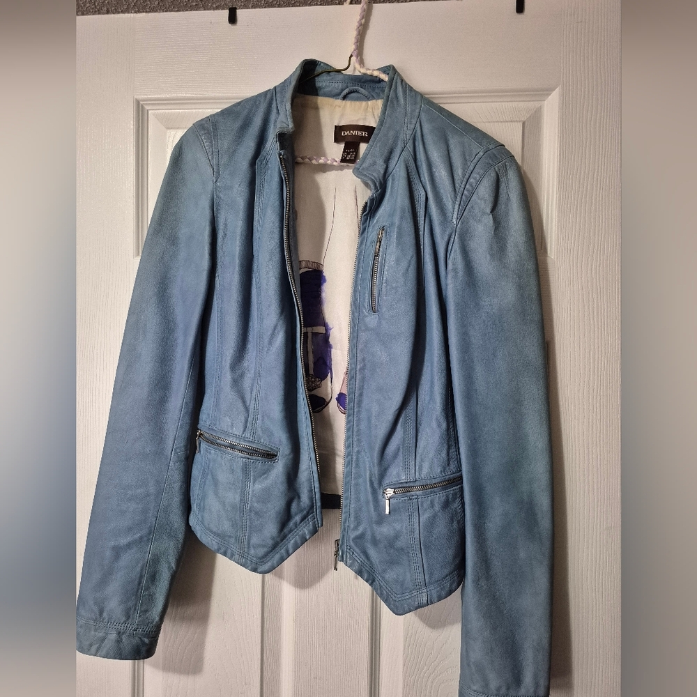 Danier Light Blue Leather Jacket